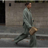 Chic Scarf Collar V-neck Knitted Sweater Suits image 4