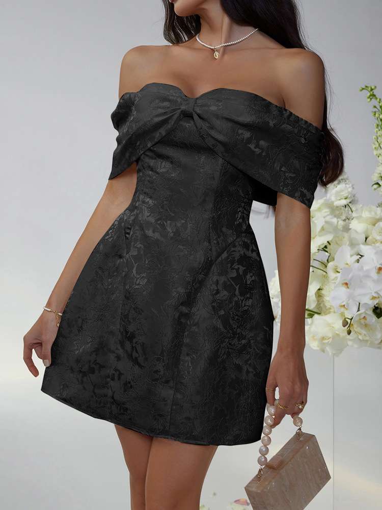Off-Shoulder Dress with Bow Detail image 5