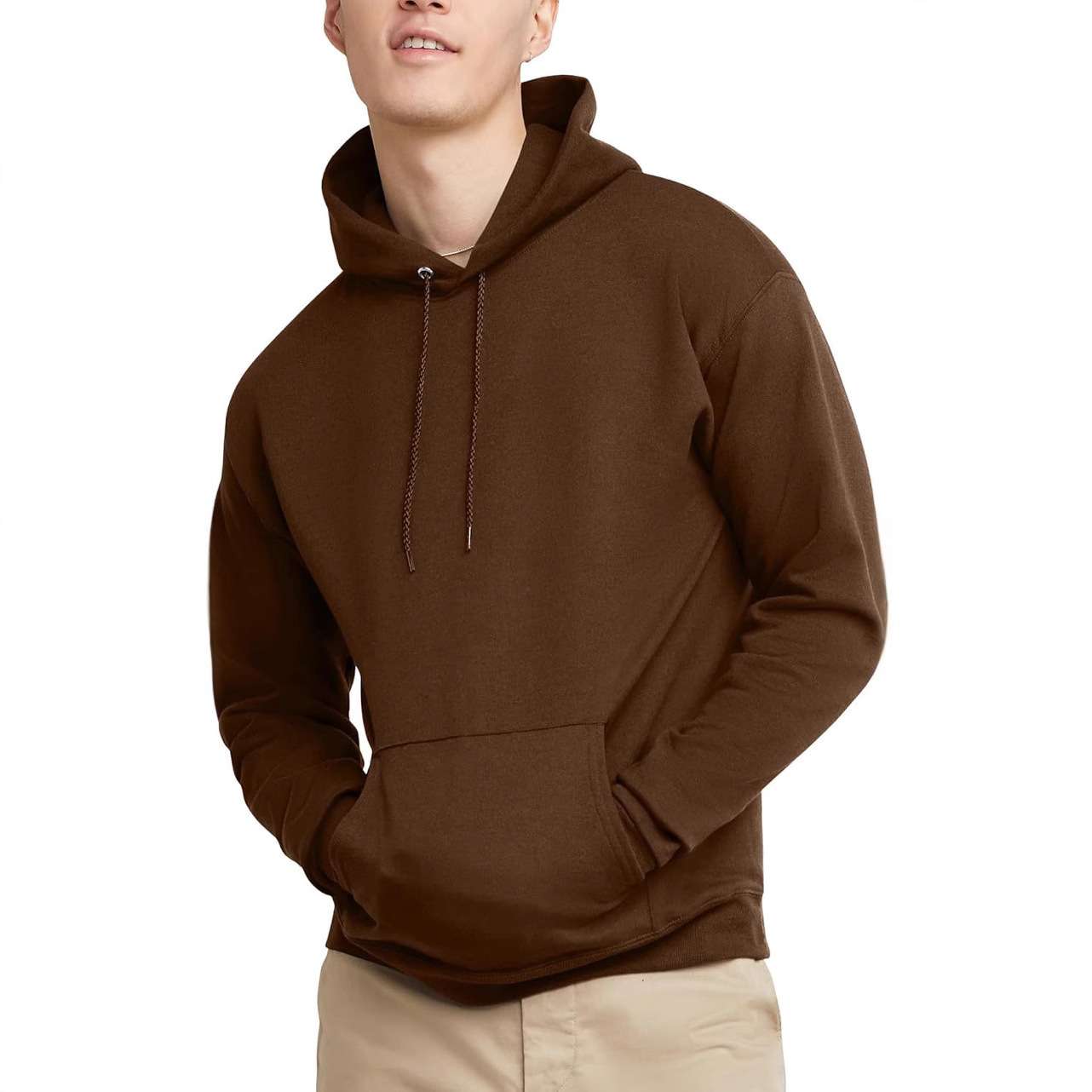 Mens Classic Red Pullover Hoodie - S, Brown image