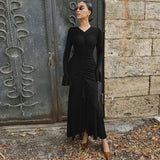 Detail Front Slit Maxi Dress - S, Black image