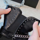 Metal Small Square Toe Chain Ankle Boots Women image 6