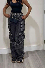 Cargo Utility Pants with Multiple Pockets - S, Grey image