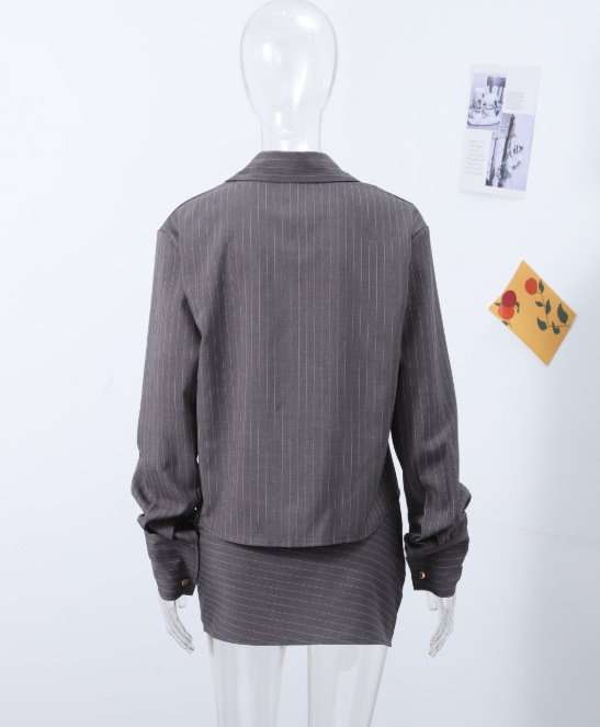 Chic Pinstripe Blouse and Skirt Set image 3