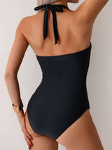 Halter Ruched One-Piece Swimsuit image 2