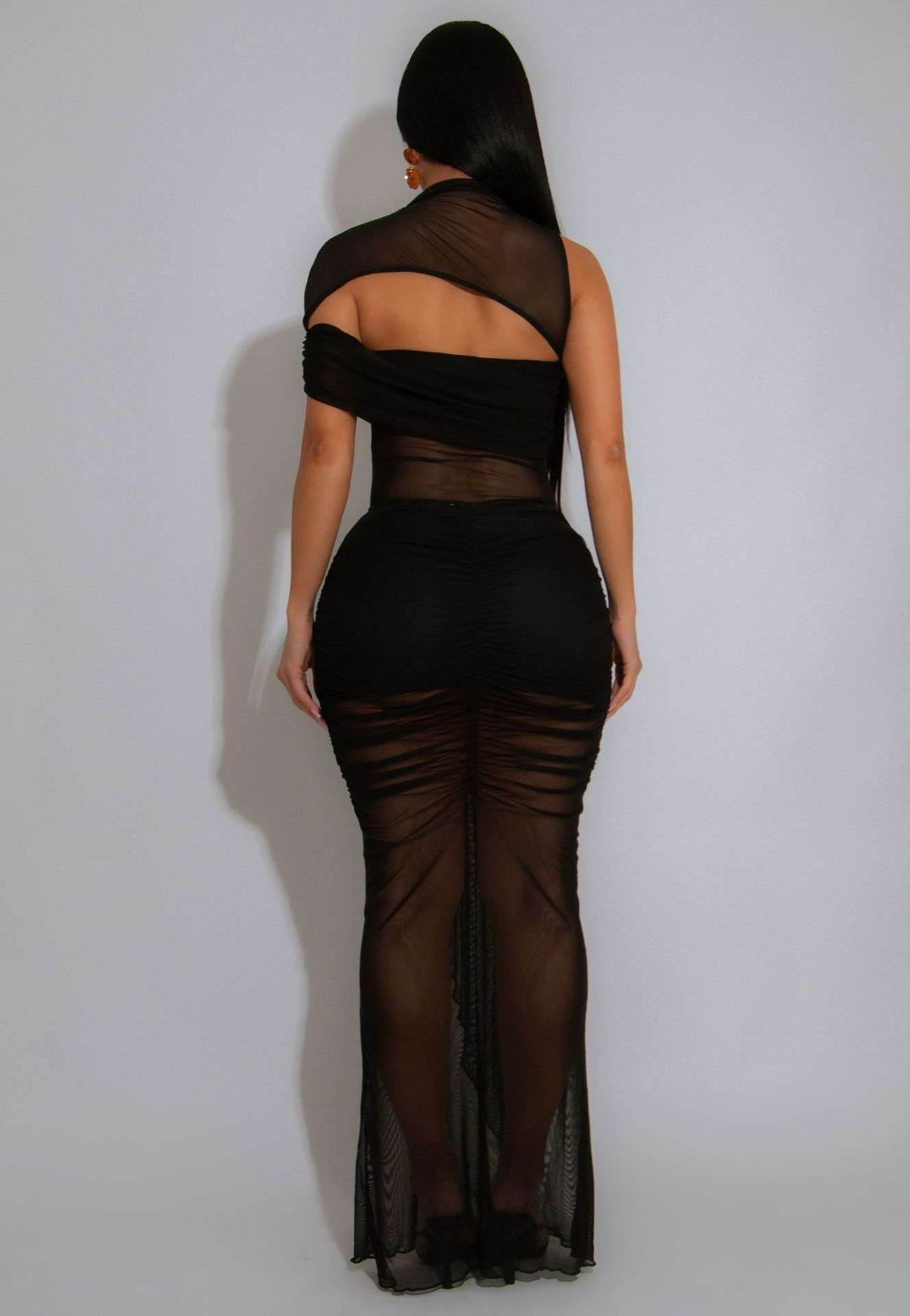 Sheer Mesh Cut-Out Maxi Dress image 2