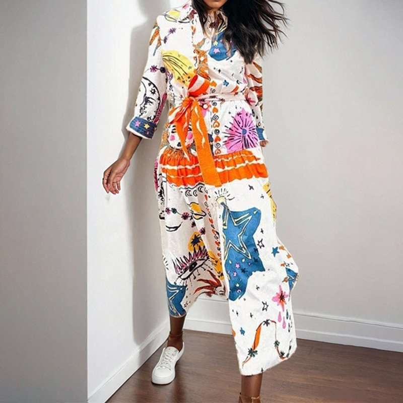 Summer Long Midi Dress with waist belt image 3