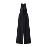 Chic Halter Wide-Leg Jumpsuit - L, Black image