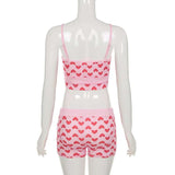 Pink Heart Print Two-Piece Lounge Set image 3