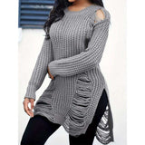 Long Sleeve Ripped Casual Loose Pullover Sweater image 6