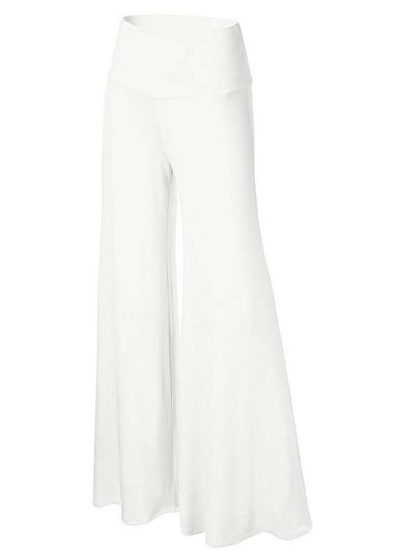 Stylish Wide Leg Palazzo Lounge Pants - L, White image