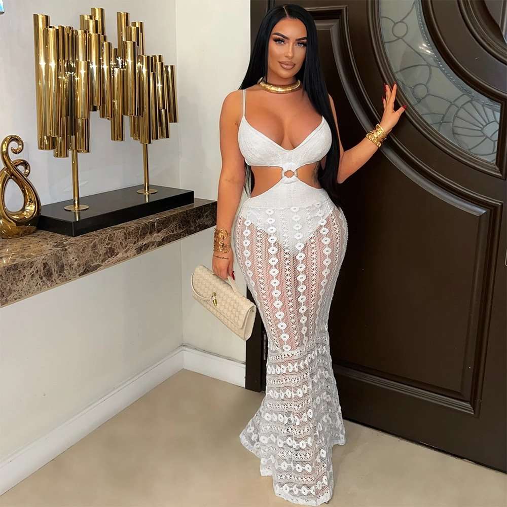 Crochet Cut-Out Maxi Dress image 1