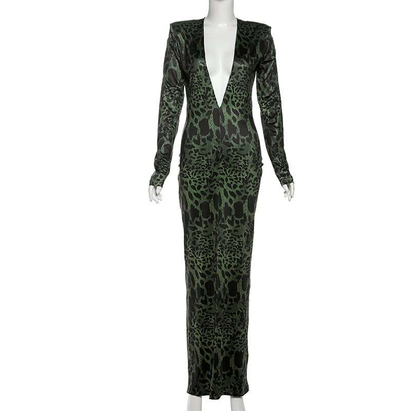Leopard Print Deep Plunge Maxi Dress image 3