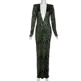 Leopard Print Deep Plunge Maxi Dress image 3