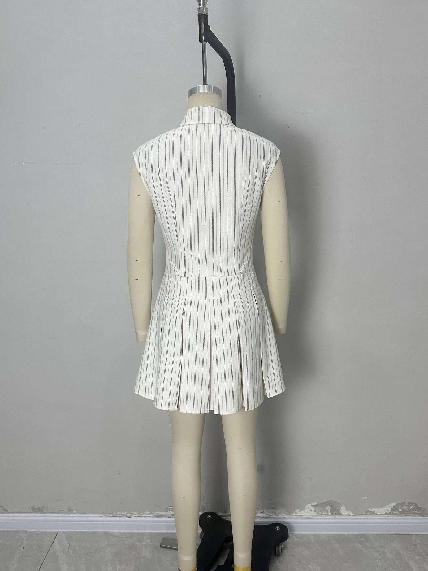Classic Striped Sleeveless Shirt Dress image 4
