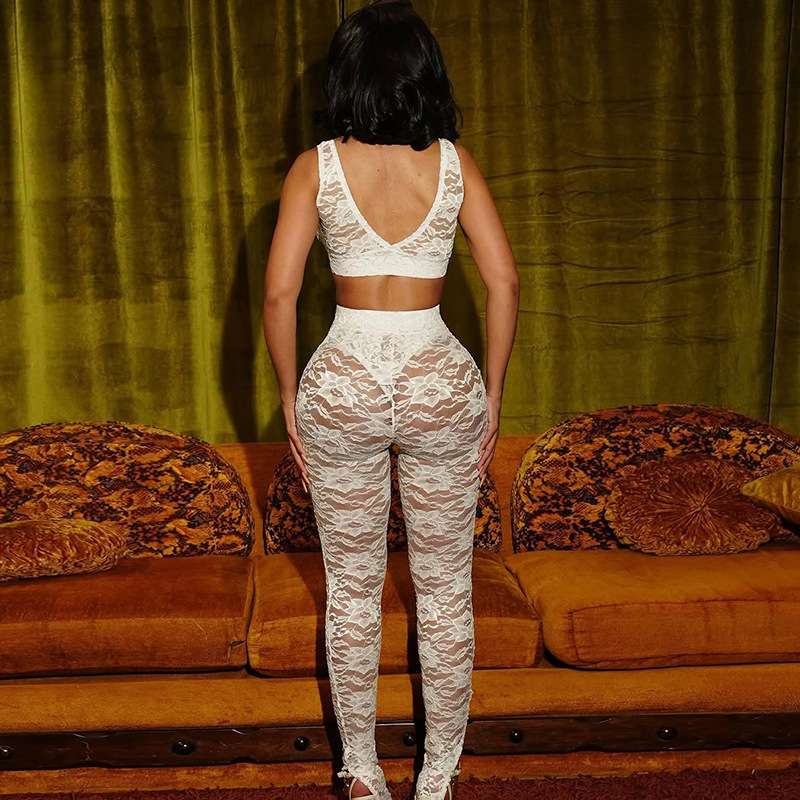 Lace Crop Top and Pants Set image 5