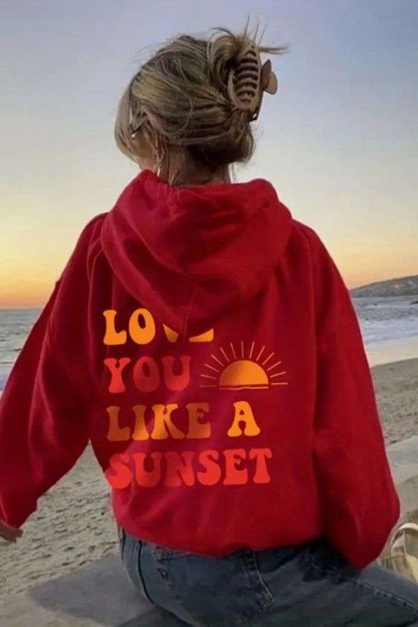 Forever Chasing Sunsets Hoodie - M, Fiery Red image