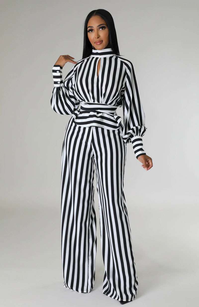 Striped Pattern Pant Set image 1