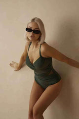 Mesh Patched Open Back One Piece Bikini Swimsuit image 6