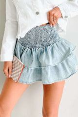 Tiered Mini Skirt with Smocked Waist image 2