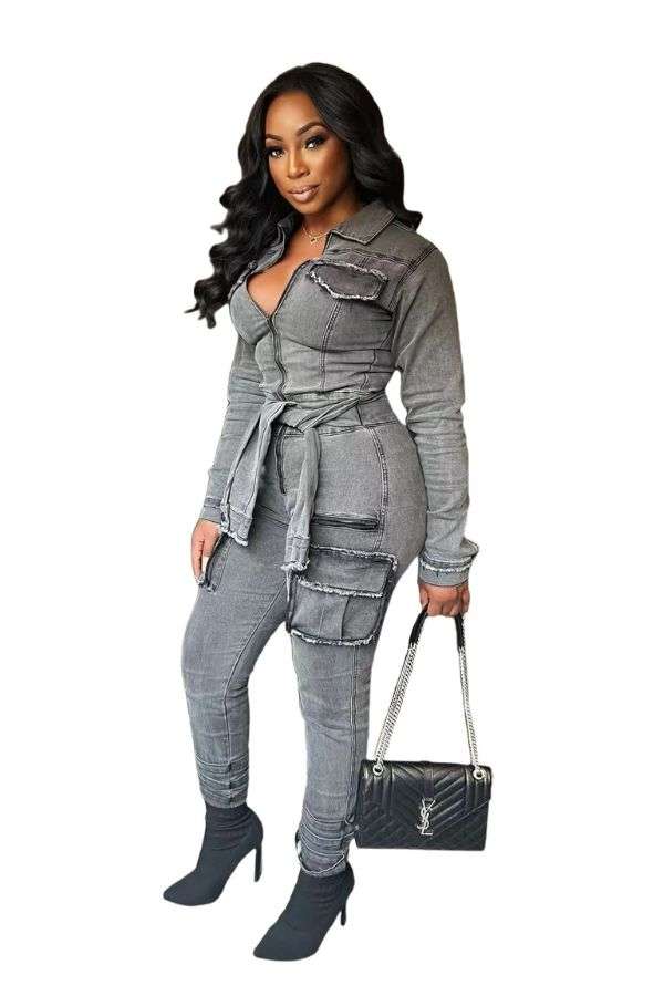 Multi Pocket Tie Up Waist Jumpsuits image 0