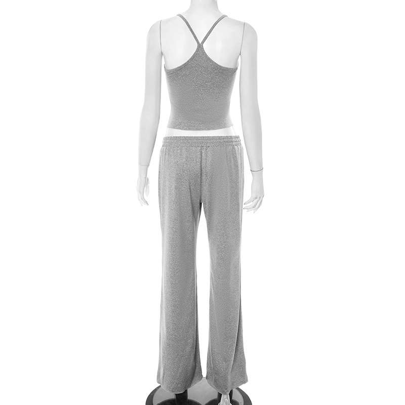 Casual Cropped Top & Pants Lounge Set image 2