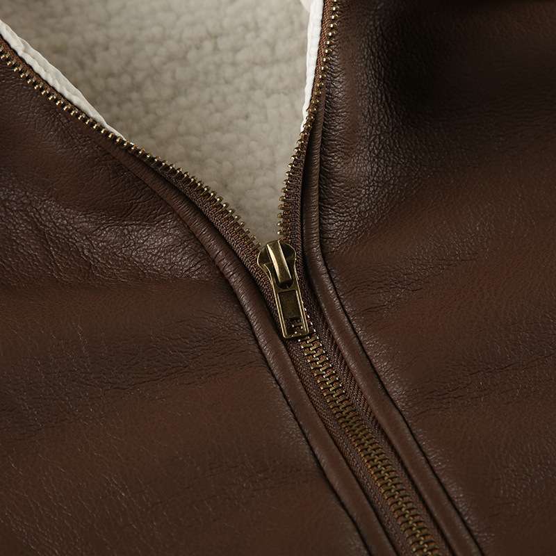 Fur Trim Collar Zipper Bomber Jacket image 4