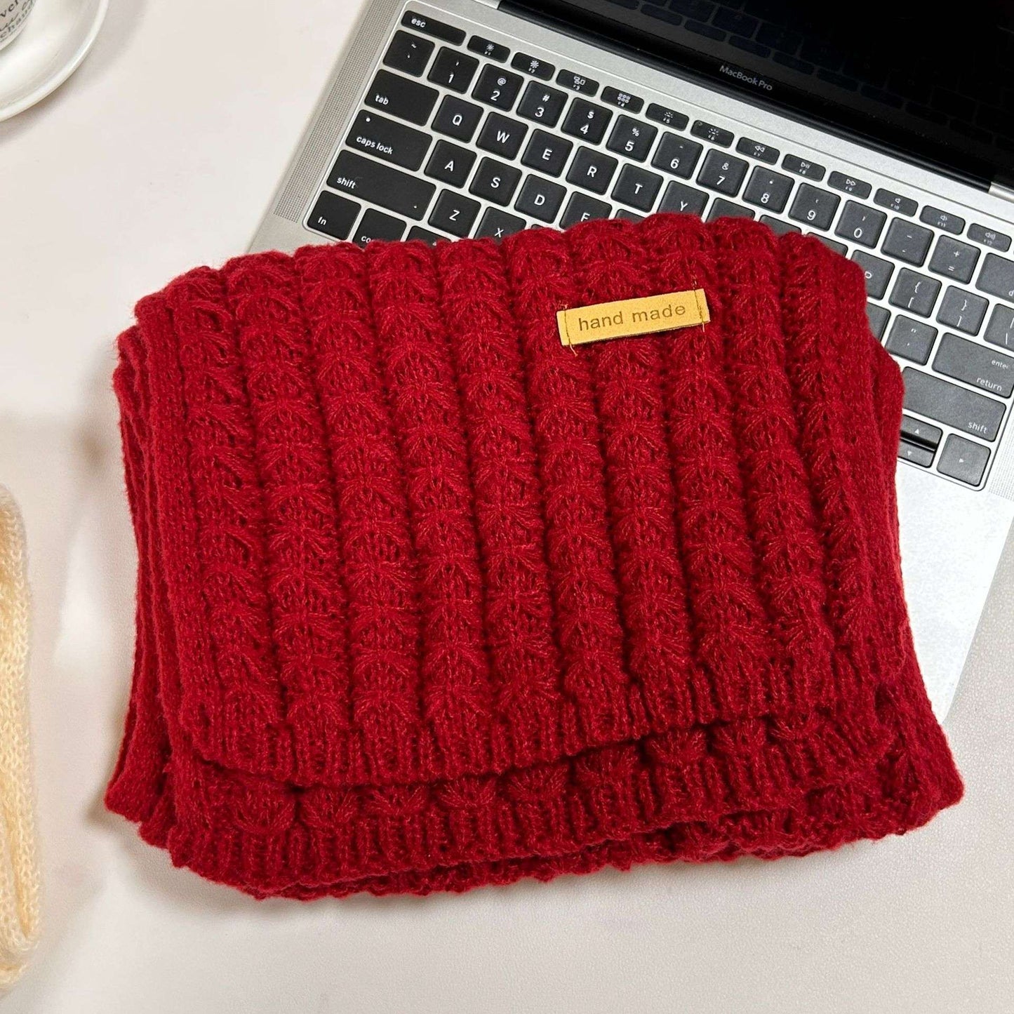 Chunky Crochet Winter Scarf - Free Size, Red image