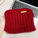 Chunky Crochet Winter Scarf - Free Size, Red image