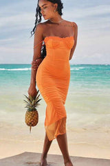 Sexy Lace Patched Mesh Layered Sleeveless Maxi Dress image 1