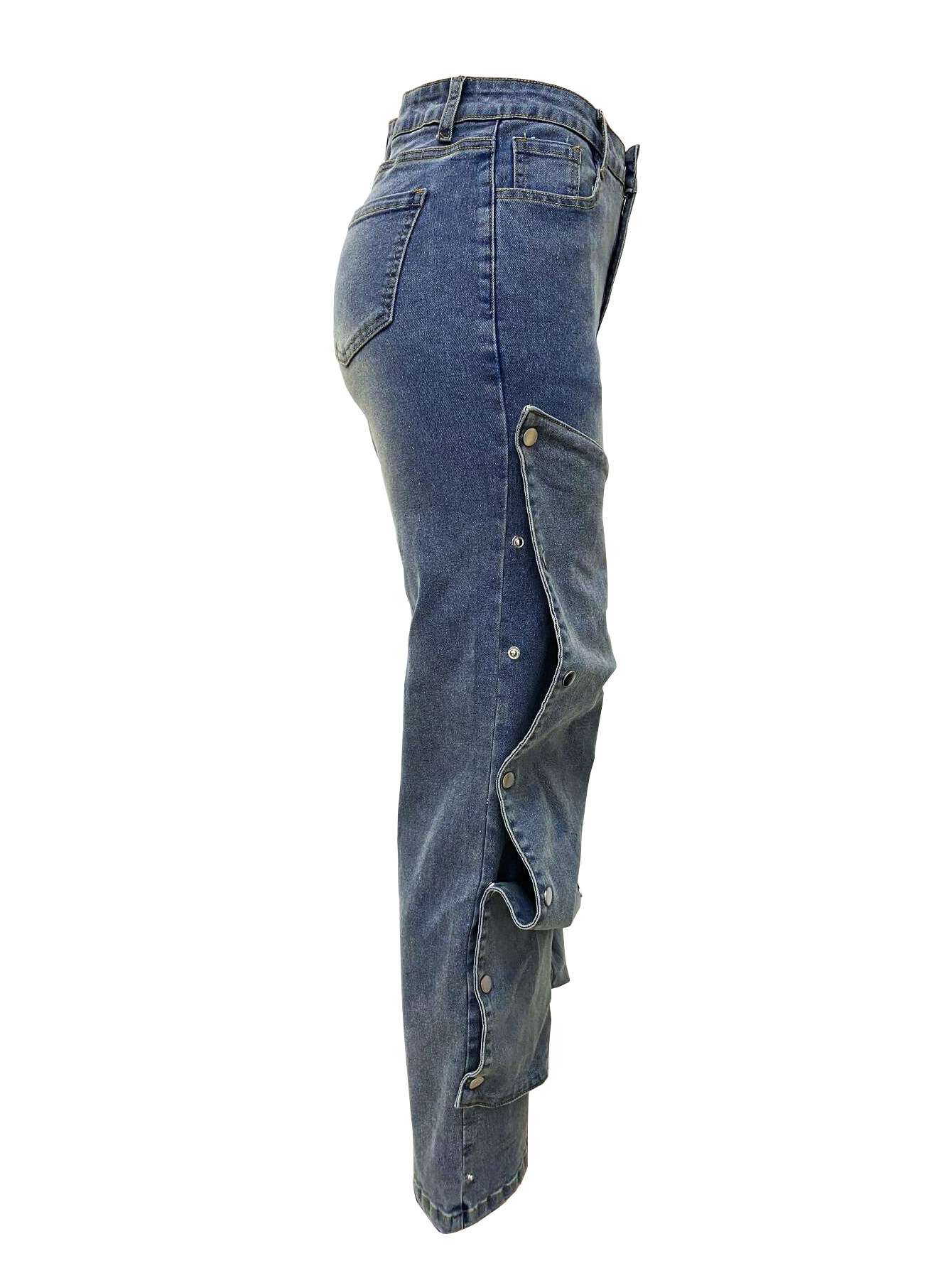 Irregular Snapped Denim Pant image 4