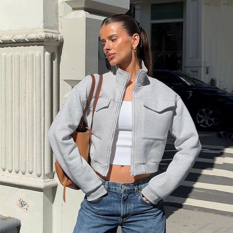 Women Regular Fit Jacket - S, Grey image