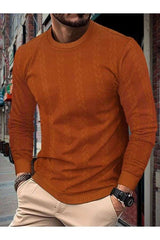 Solid Round Neck Longt Pullover - XL, Cocoa Brown image