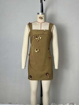 Embellished Mini Dress with Floral Details image 3