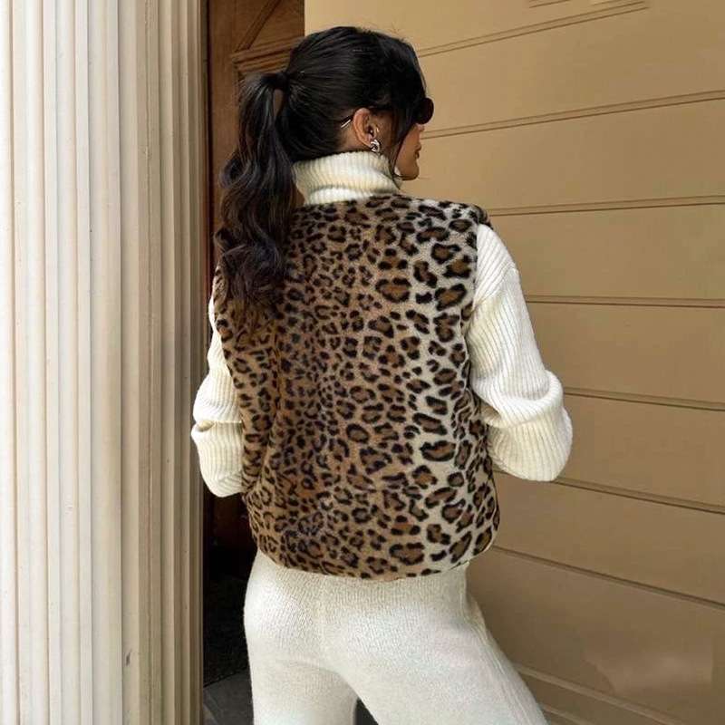 Leopard Print V-neck Loose Vest Jacket image 1
