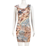 Abstract Print Double Layer Bodycon Dress image 2