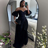 Puff sleeves off shoulder Dress - L, Black image