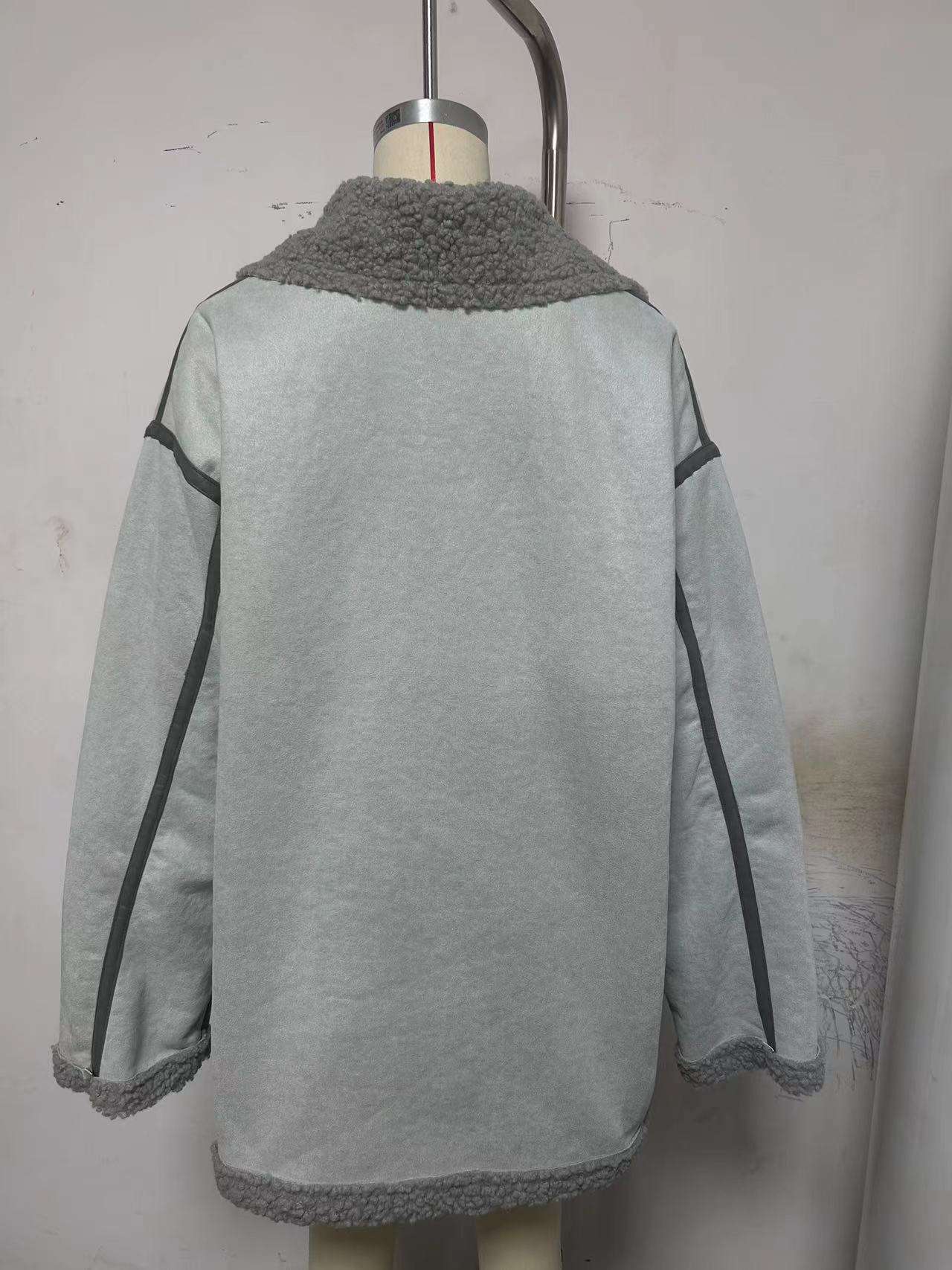 Spliced Zipper Streetwear Jackets Winter Overcoat image 3