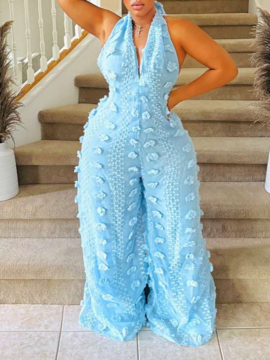 Embroidered Halter Jumpsuit image 3