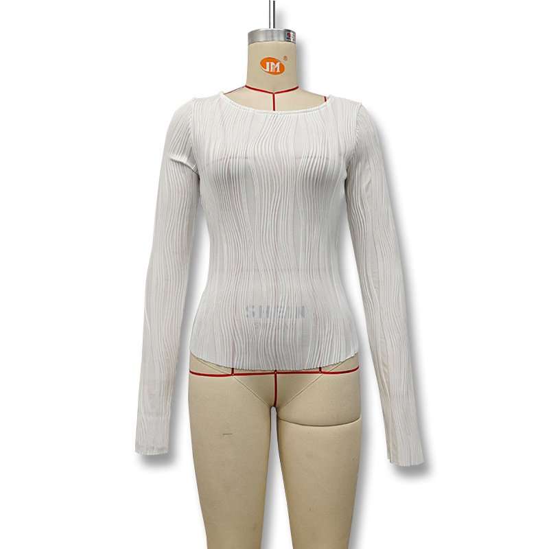 Long Sleeve Textured Crop Top image 3