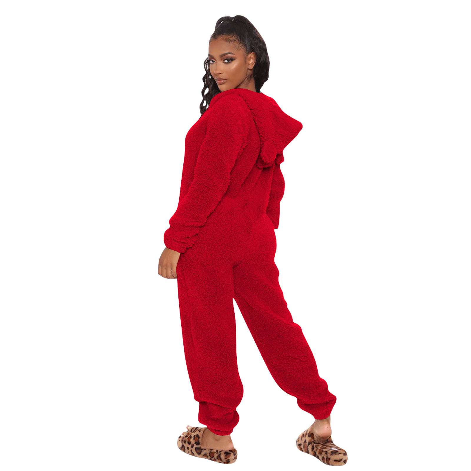 Fluffy Polar Bear Onesie - S, Red image