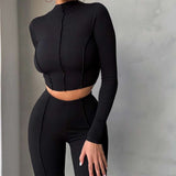 Stylish Two-Piece Athletic Set - S, Black image