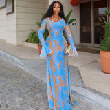 Swirl Maxi Dress with Flared Sleeves image 1