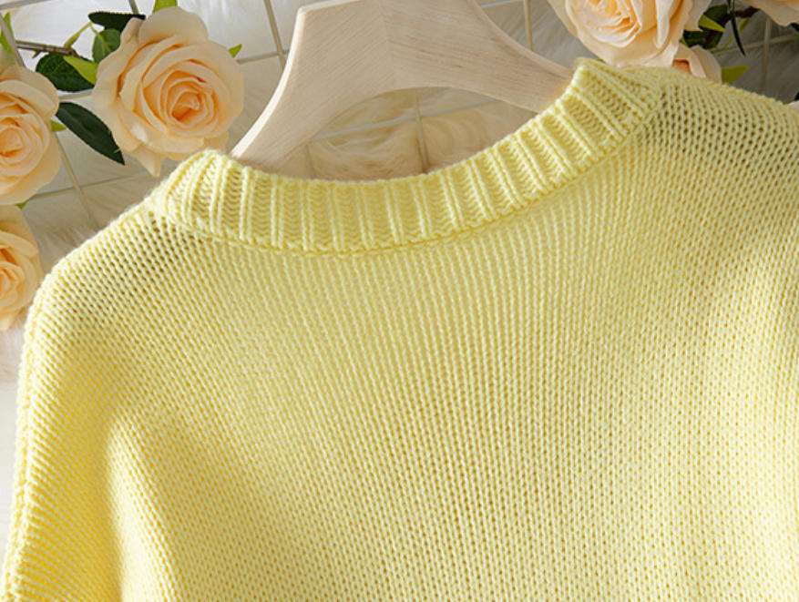 Yellow Crochet Sleeve Knit Cardigan Jacket image 5