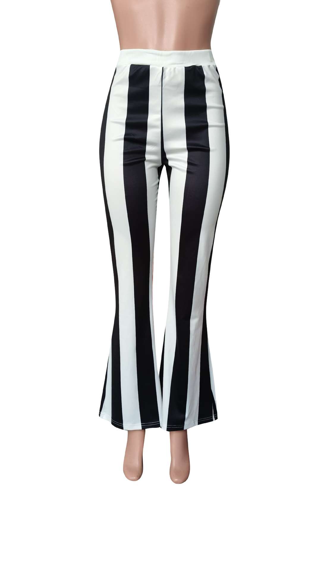 High-Waisted Striped Flared Pants image 2