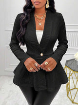 Single Button Textured Jacket - XL, Black image