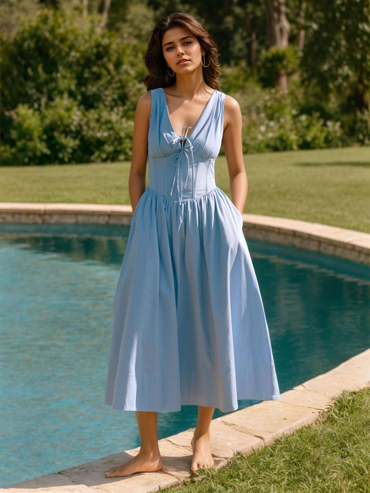 Sleeveless Maxi Dress with Front Tie Detail image 0