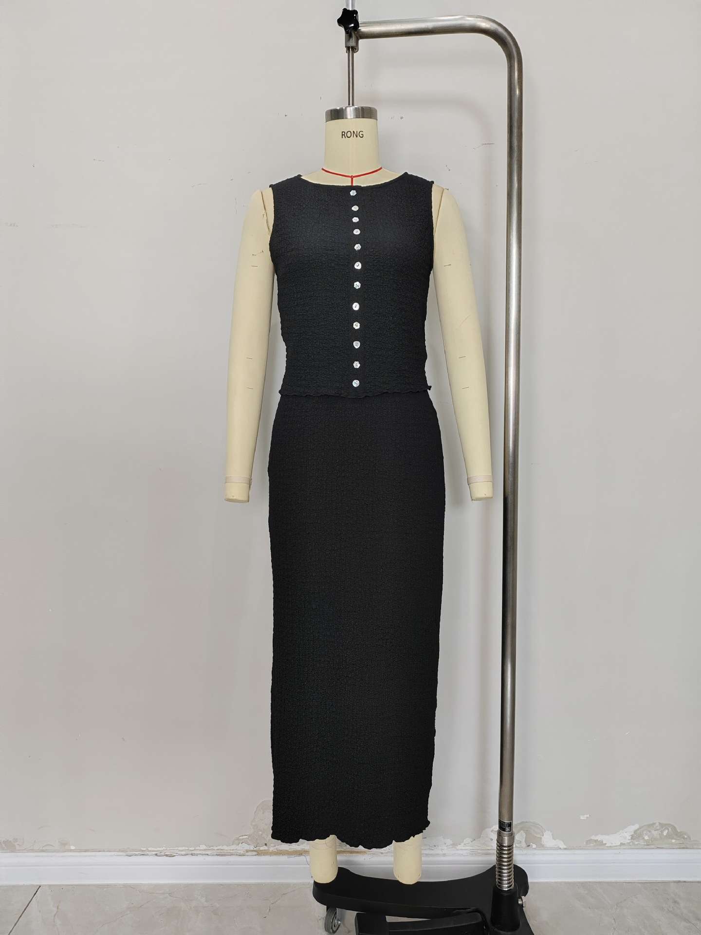 Textured Two-Piece Set with  Button Accents image 2