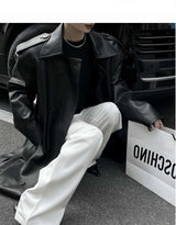 PU Leather Trench Coat For European image 5