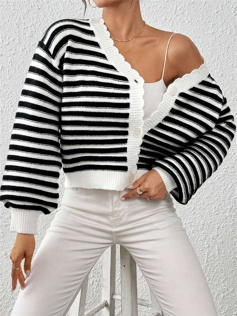 Striped Button-Front Cardigan Jacket image 2