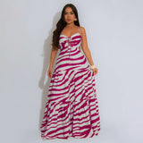 Striped Tiered Maxi Dress - S, Rose image